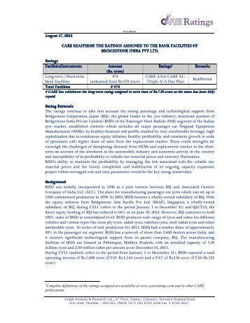 August 17, 2012 CARE REAFFIRMS THE RATINGS ASSIGNED TO ...