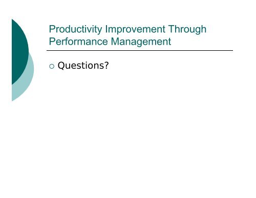 Productivity Improvement Through Performance Management
