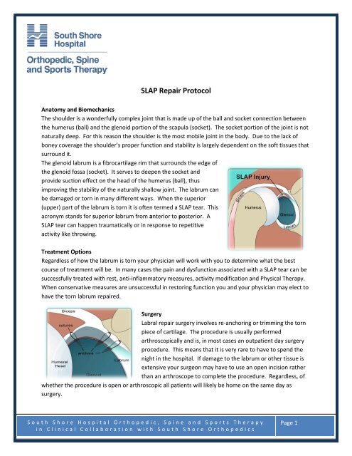 SLAP Repair Protocol - South Shore Hospital