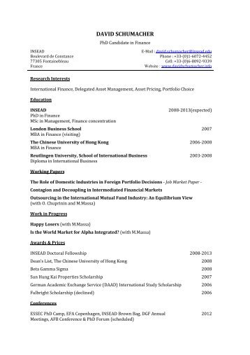Resume - INSEAD - PhD Programme