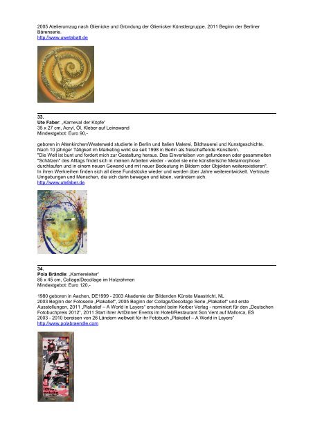 Vorab-Katalog Kunstauktion 2012 - Kinderschutz-Zentrum Berlin