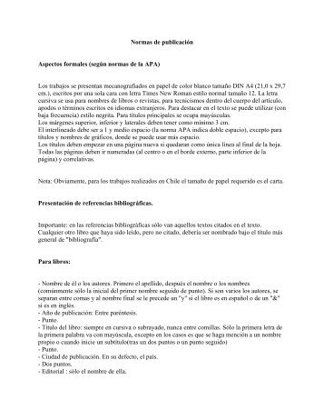Normas de publicación Aspectos formales (según normas de la APA ...