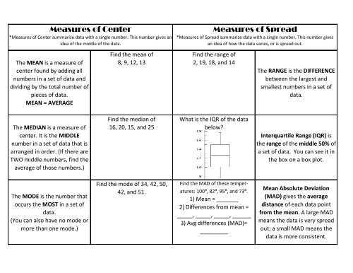 Unit 4 MSG Central Tendencies - Cobb Learning