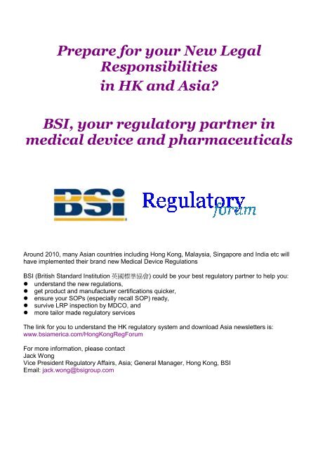 Newsletter â HK and Asia Regulatory - BSI America