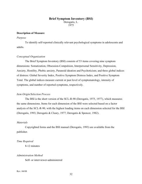 Die Kurzform Des Brief Symptom Inventory : Erste Befunde Zu – KIYVHO