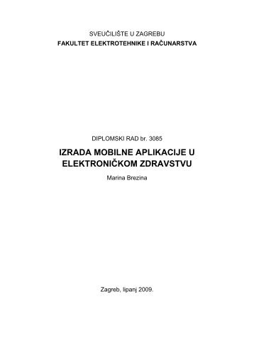 Izrada mobilne aplikacije u elektroniÄkom zdravstvu [749,87 KiB] - FER