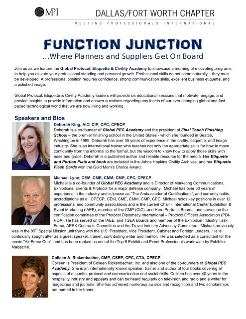 Function Junction 2013 Speakers and Topics - Meeting ...