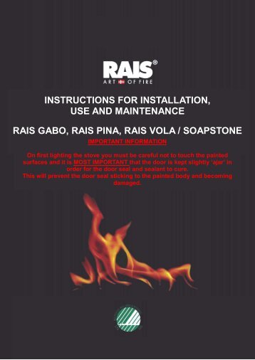 instructions for installation, use and maintenance rais ... - Robeys Ltd