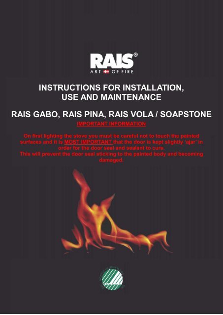 instructions for installation, use and maintenance rais ... - Robeys Ltd