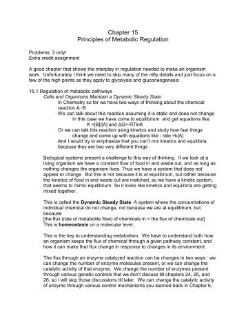 Chapter 15 Principles of Metabolic Regulation