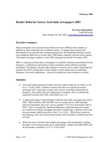 Reader Behavior Score - Readership Institute