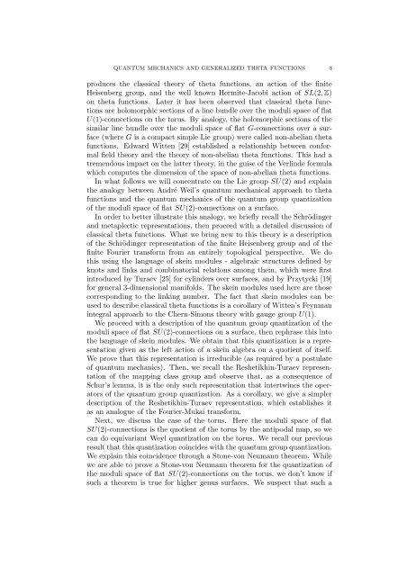 QUANTUM MECHANICS AND NON-ABELIAN THETA FUNCTIONS ...