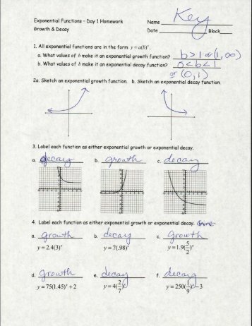 Exponential Functions â Day 1 Homework Key - Cobb Learning