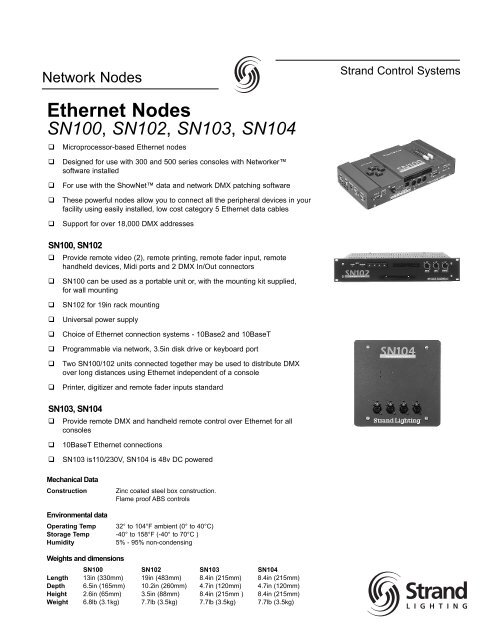Strand Lighting Network Node Snx Cut Sheet Dimmer Home Strand Lighting Network Node Snx Cut
