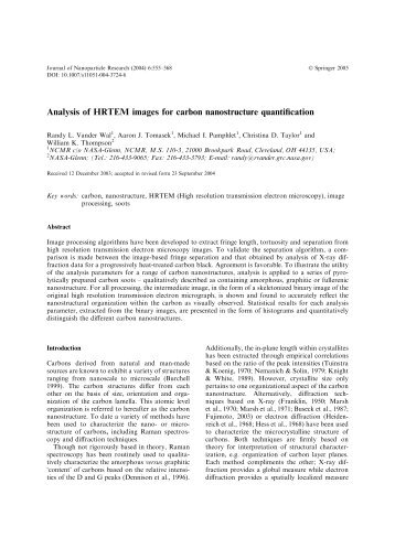 Analysis of HRTEM images for carbon nanostructure quantification