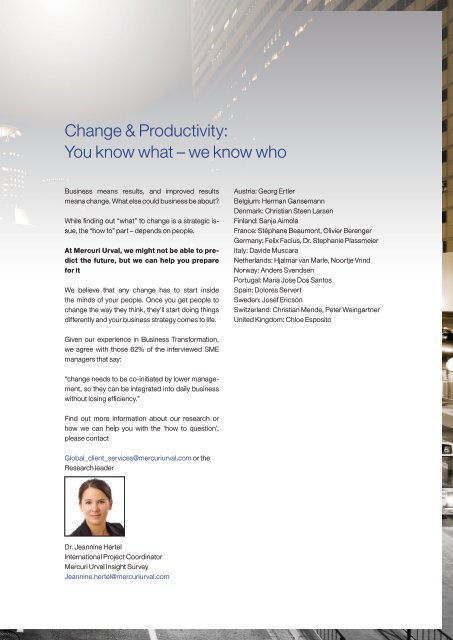 MU Insight Survey 2012 Change and Productivity