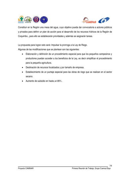 Informe I Taller Cuenca Elqui - cazalac