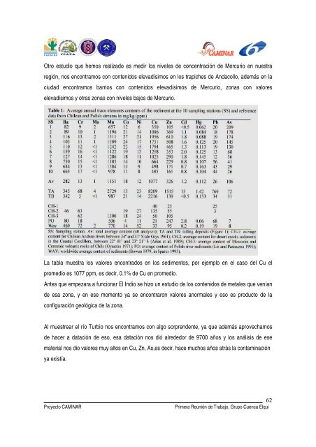 Informe I Taller Cuenca Elqui - cazalac