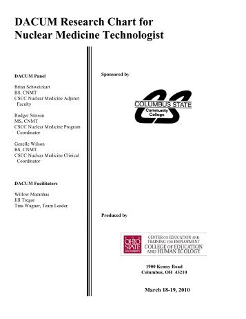 DACUM Research Chart for Nuclear Medicine Technologist - CA-HWI