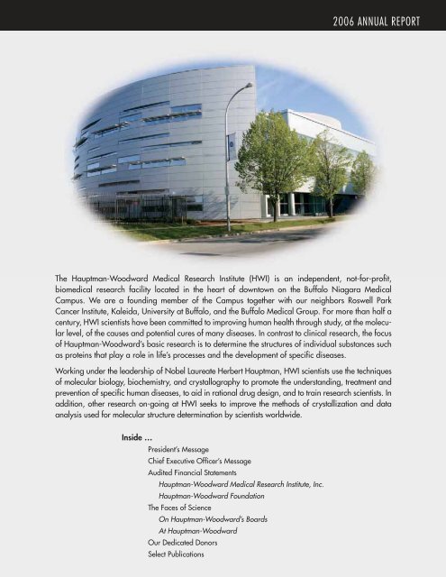 Annual 2006 - Hauptman Woodward Institute - University at Buffalo