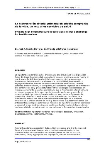 La hipertensión arterial primaria en edades tempranas de la vida ...