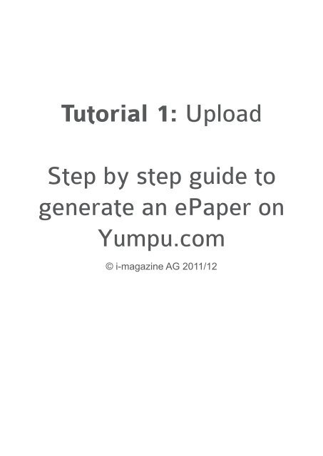 Tutorial 1: Upload