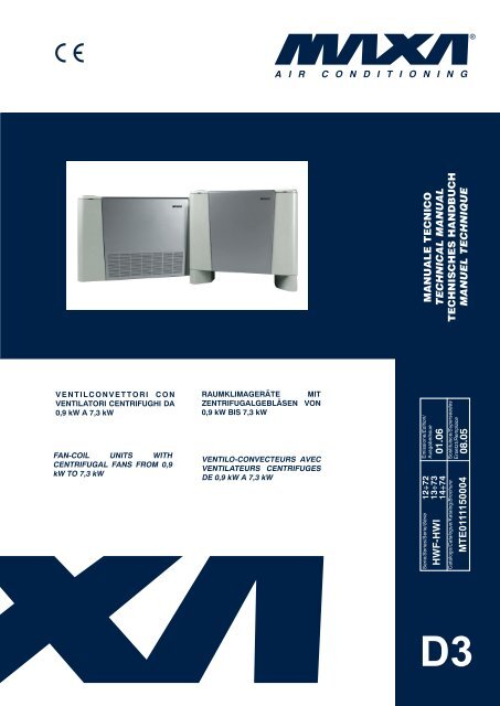 Technical manual maxa fan coils hwf-Hwi