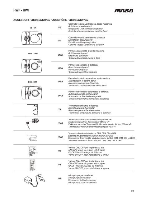 Technical manual maxa fan coils hwf-Hwi