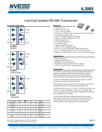 IL3085 Low-Cost Isolated RS-485 Transceiver ... - NVE Corporation