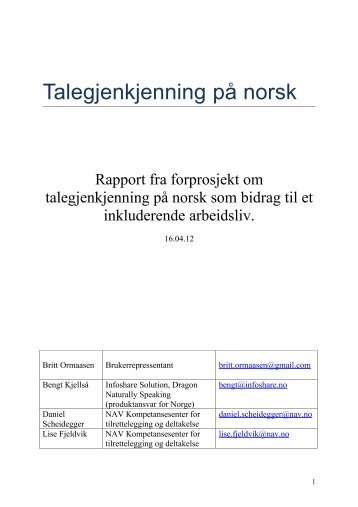 Et inkluderende arbeidsliv med talegjenkjenning (pdf) - InfoShare ...