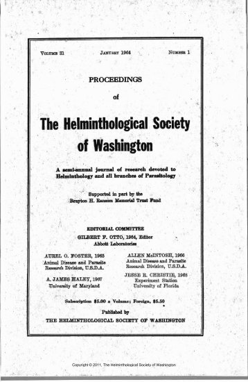 The Helminthological Society of Washington - Peru State College