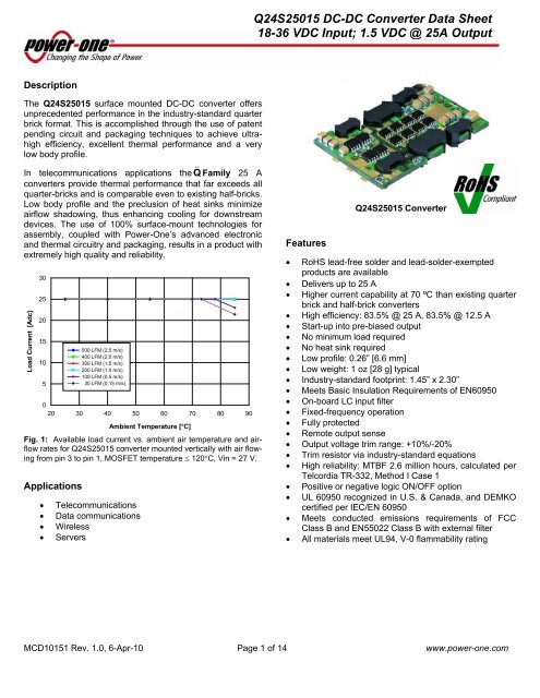 Q24S25015 DC-DC Converter Data Sheet - Power-One