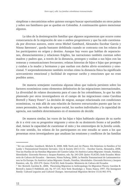 PrÃ³logo Entre aquÃ­ y allÃ¡. Las familias colombianas transnacionales