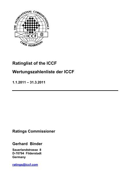 ICCF Rating Report 2011/1