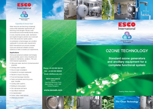 Ozone systems brochure - Esco International