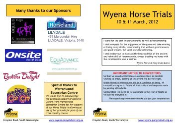 Wyena Horse Trials - Wyena Pony Club