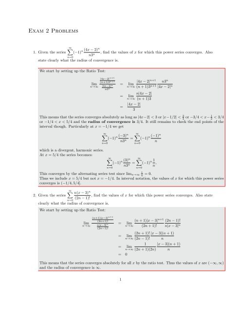 Practice Problems Exam 2 Solutions