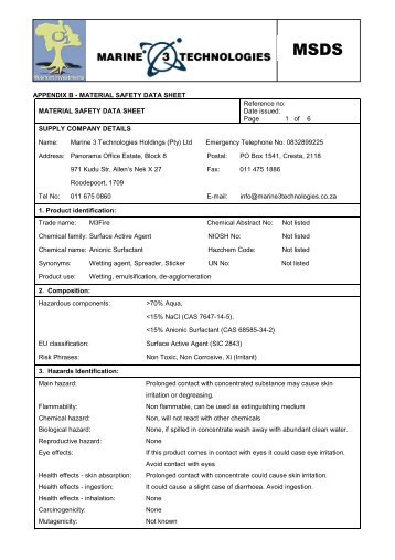 MSDS - Bush Encroachment