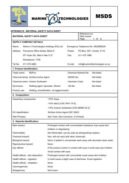 MSDS - Bush Encroachment