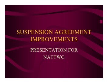 SUSPENSION AGREEMENT IMPROVEMENTS