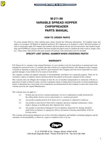 m-211-99 variable spread hopper chipspreader ... - ED Etnyre & Co.