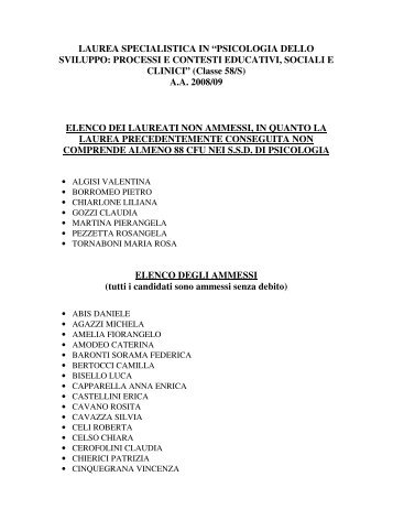 LAUREA SPECIALISTICA IN âPSICOLOGIA DELLO SVILUPPO ...