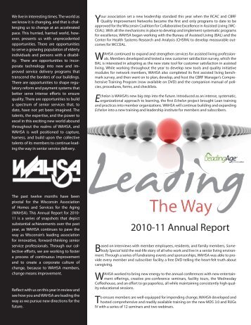 2010-11 Annual Report - LeadingAge Wisconsin