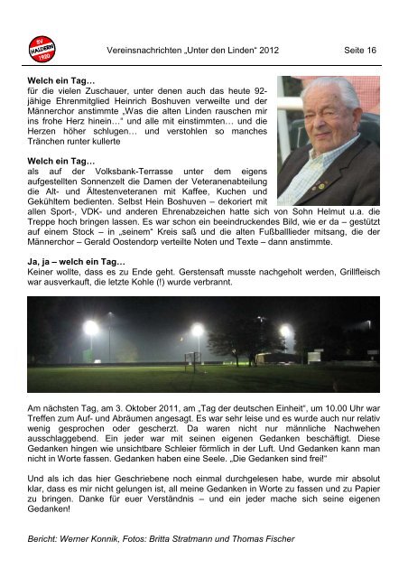 Vereinsnachrichten Ã¢ÂÂUnter den LindenÃ¢ÂÂ 2012 Seite 1 - SV Haldern
