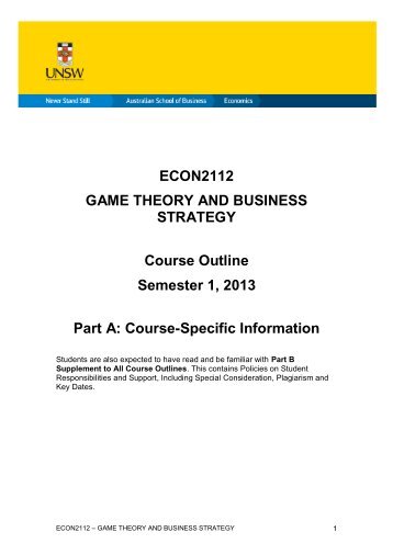 Course Outline - School of Economics