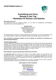 Anmeldung zum Kurs Bewegt in den Tag - Sportverein Hahn eV