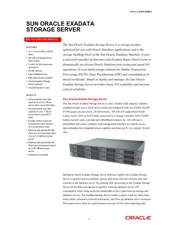Sun Oracle Exadata Storage Server datasheet - Q Associates