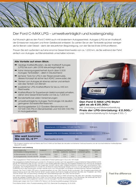 Feel the difference Ford C-MAX LPG mit bivalentem Autogas-Antrieb