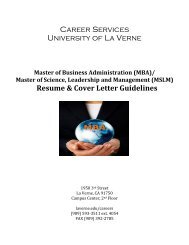 Resume & Cover Letter Guidelines - Sites at La Verne - University of ...