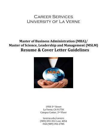 Resume & Cover Letter Guidelines - Sites at La Verne - University of ...